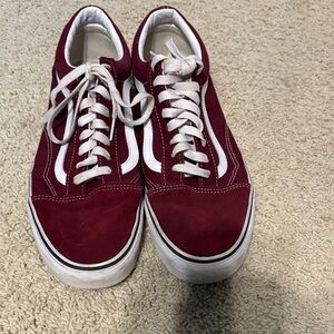 Vans Men's Burgundy and White Sneakers